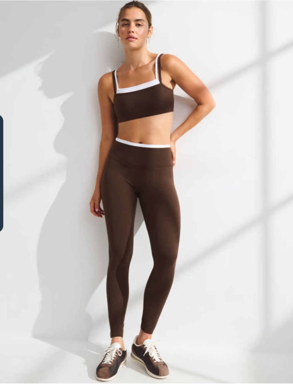American Eagle Outfitters Brown Leggings with White Waistband